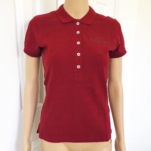 NWT Peak performance burgundy, polo style short sleeve 100% cotton top s